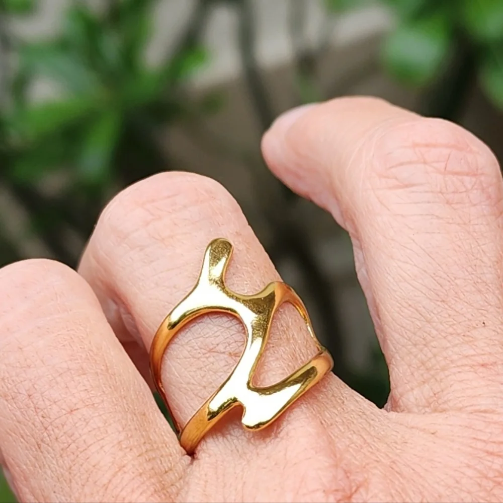 Hypoallergenic 18K Gold Plated Teardrop Adjustable Ring Jewelery